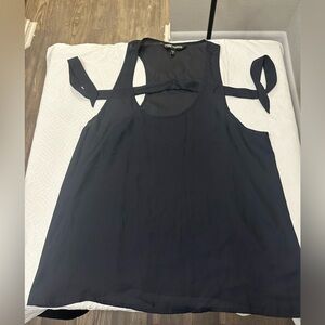 Black Sleeveless Top with Tie Straps